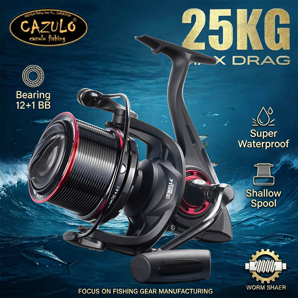 CAZULO 롱 캐스트 스피닝 릴 (해변 및 바닷물 서 - Reel Drag Knob 리뷰 및 가격